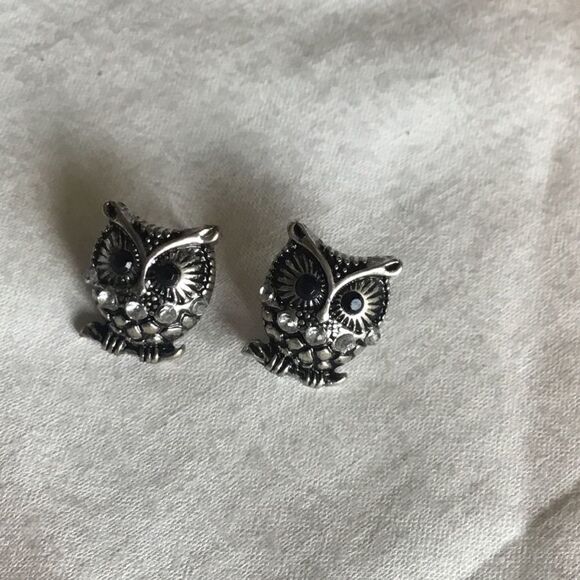 $12 ea or 3/$25. Silvertone Owl Ear & Necklace Set - Picture 4 of 10